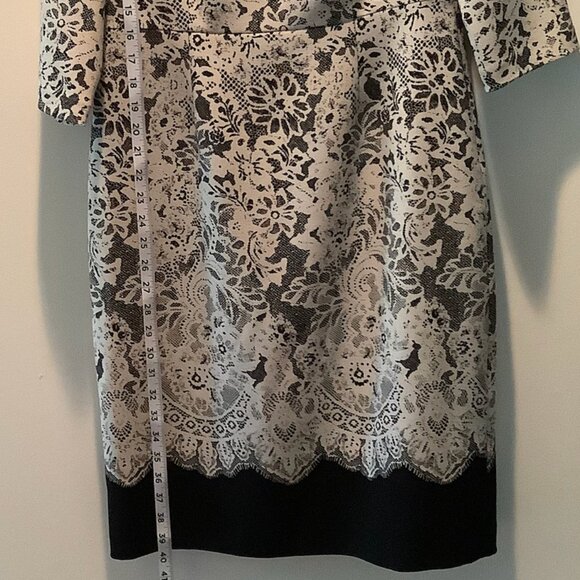 Adrianna Papell Elegant Black and Cream lace print dress - Picture 7 of 10